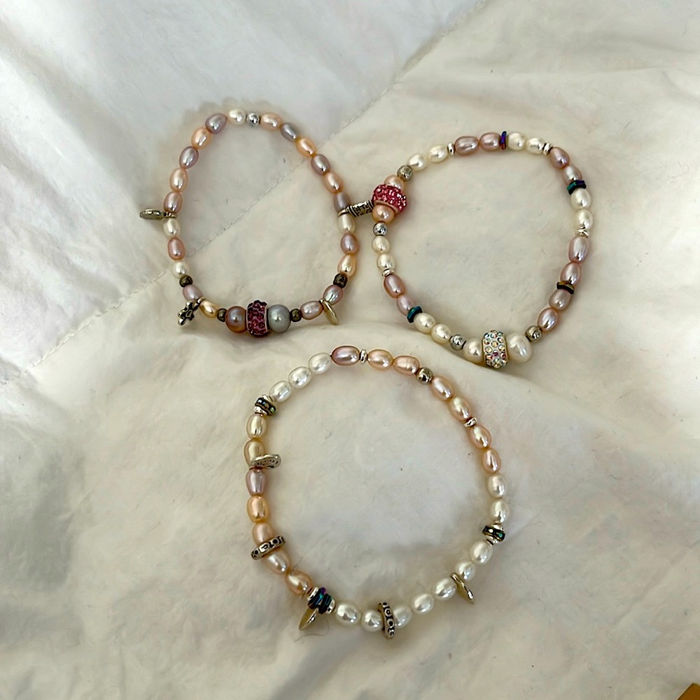 River Pearls, Crystal Beads, & colorful charms Bracelets/ Anklets